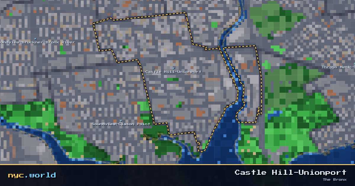 pixel-art map of Castle Hill-Unionport, The Bronx on nyc.world