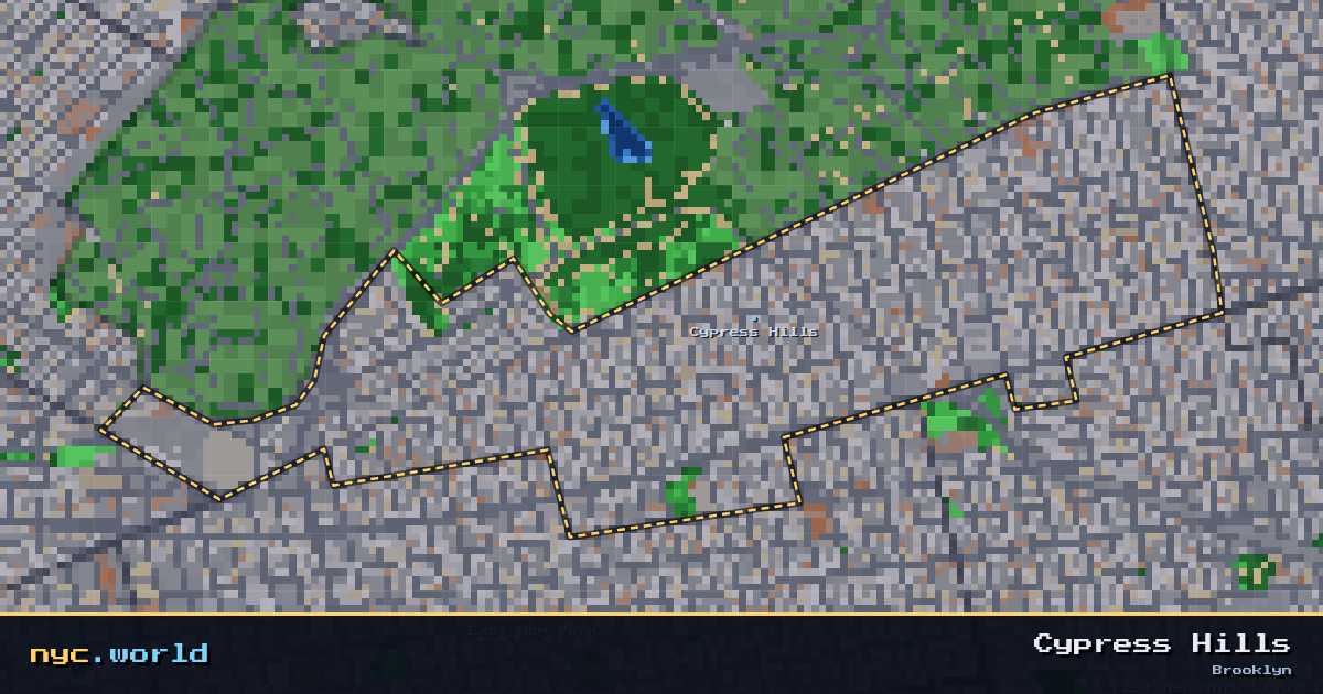 pixel-art map of Cypress Hills, Brooklyn on nyc.world