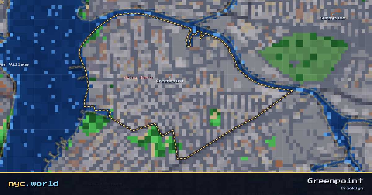 pixel-art map of Greenpoint, Brooklyn on nyc.world