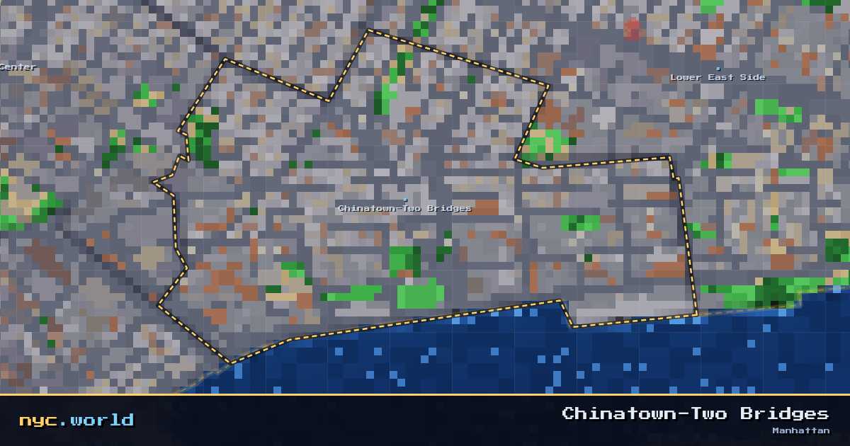 pixel-art map of Chinatown-Two Bridges, Manhattan on nyc.world