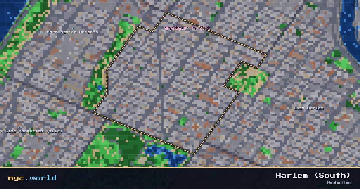 pixel-art map of Harlem (South), Manhattan on nyc.world