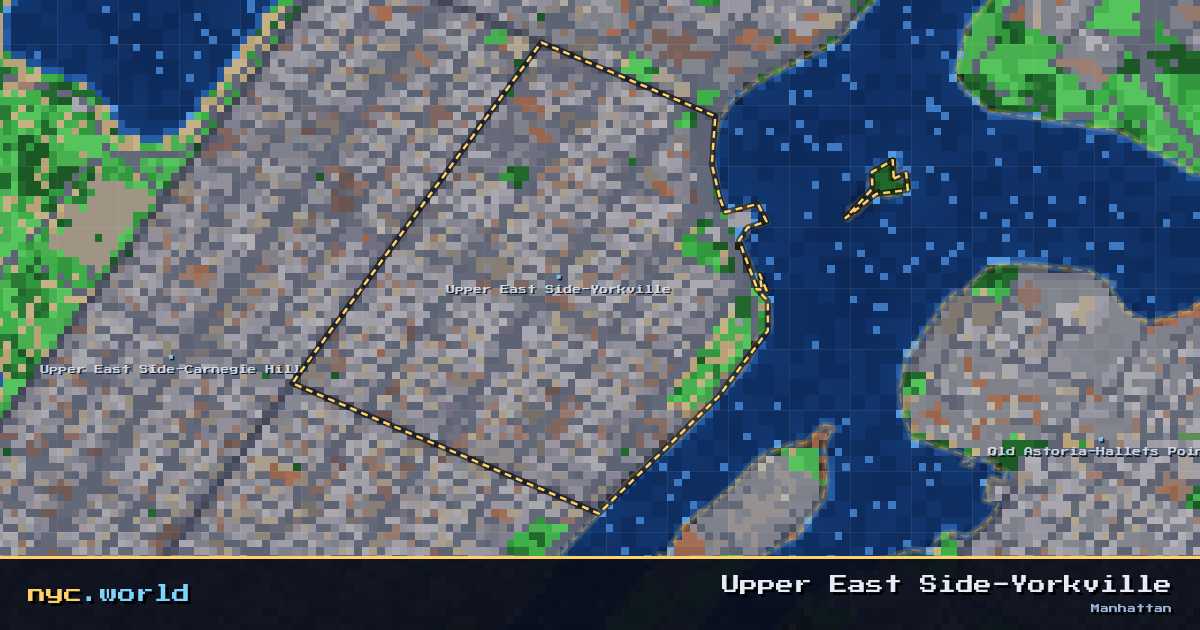 pixel-art map of Upper East Side-Yorkville, Manhattan on nyc.world