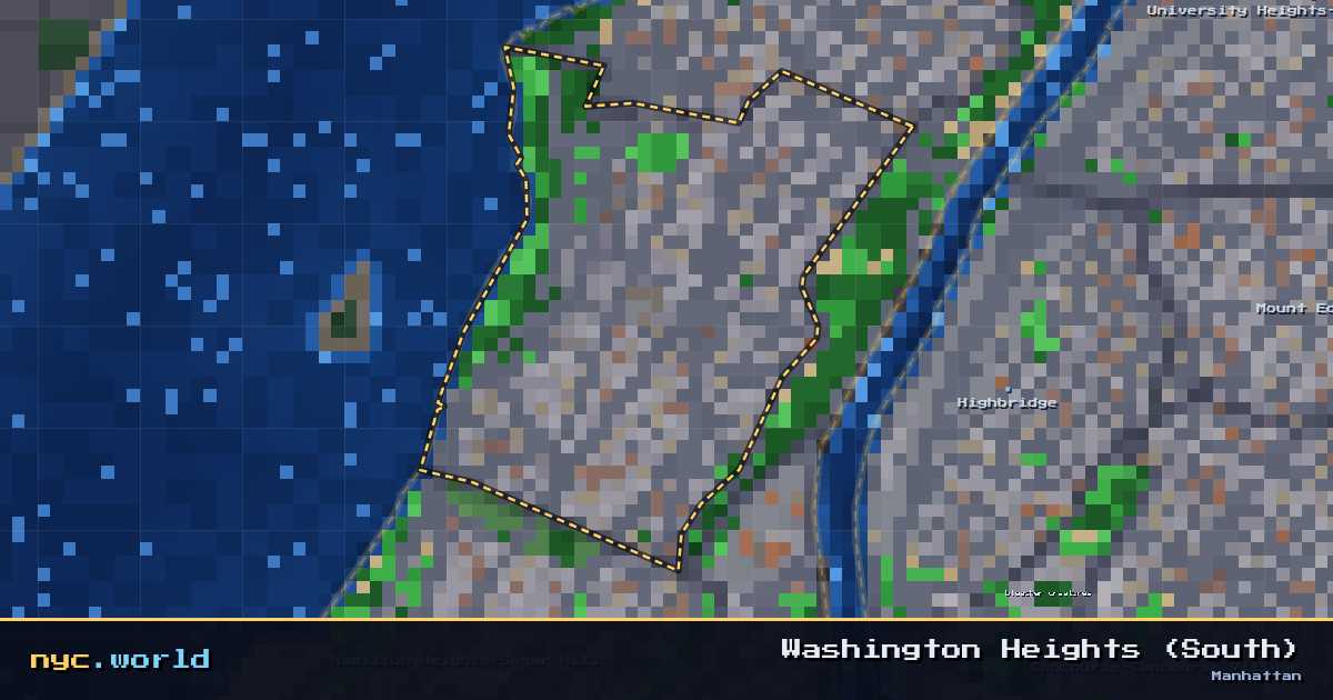 pixel-art map of Washington Heights (South), Manhattan on nyc.world