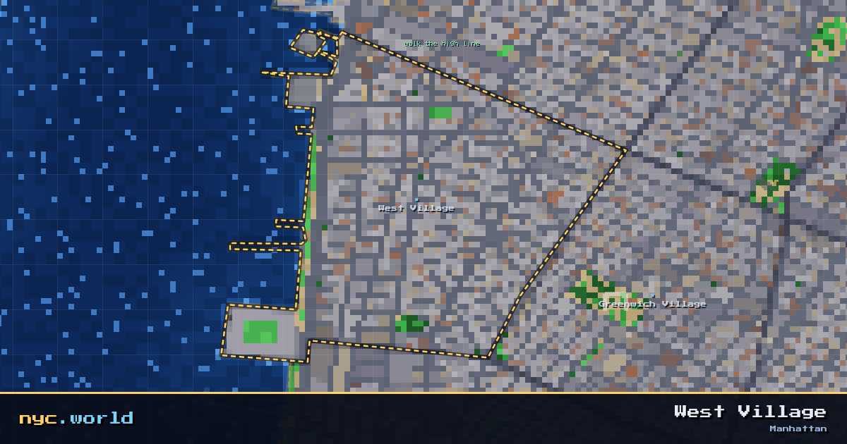pixel-art map of West Village, Manhattan on nyc.world