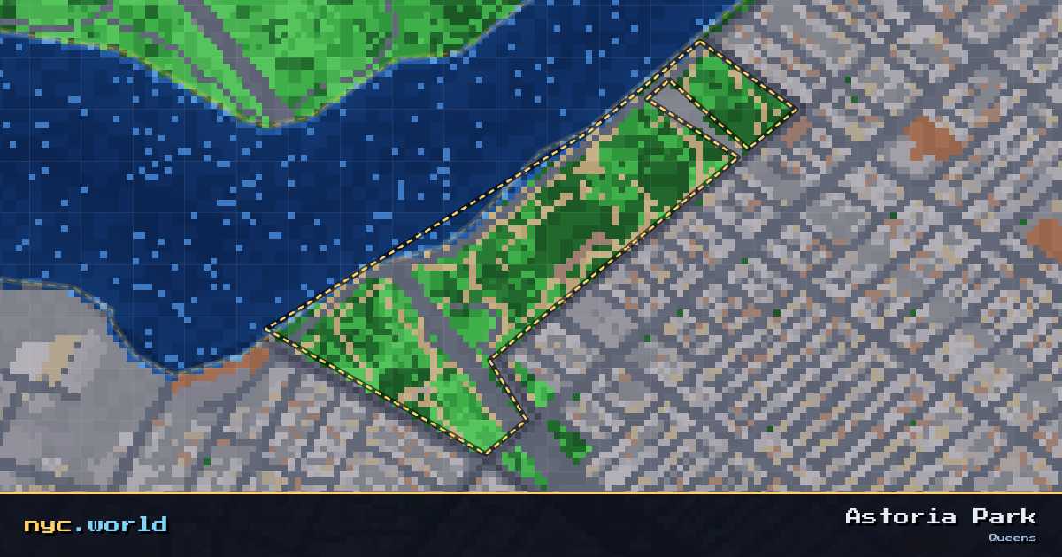 pixel-art map of Astoria Park, Queens on nyc.world