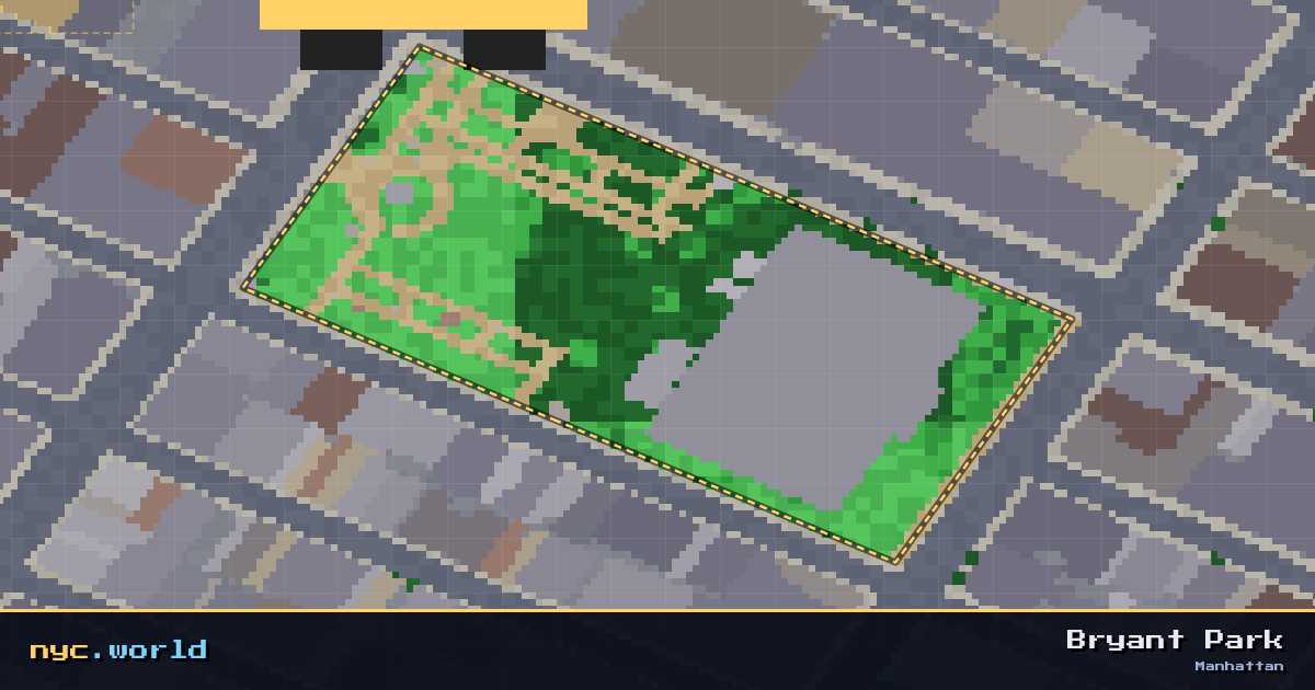pixel-art map of Bryant Park, Manhattan on nyc.world