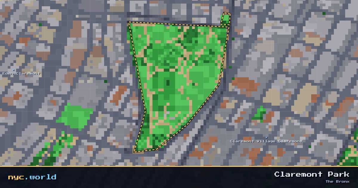 pixel-art map of Claremont Park, The Bronx on nyc.world
