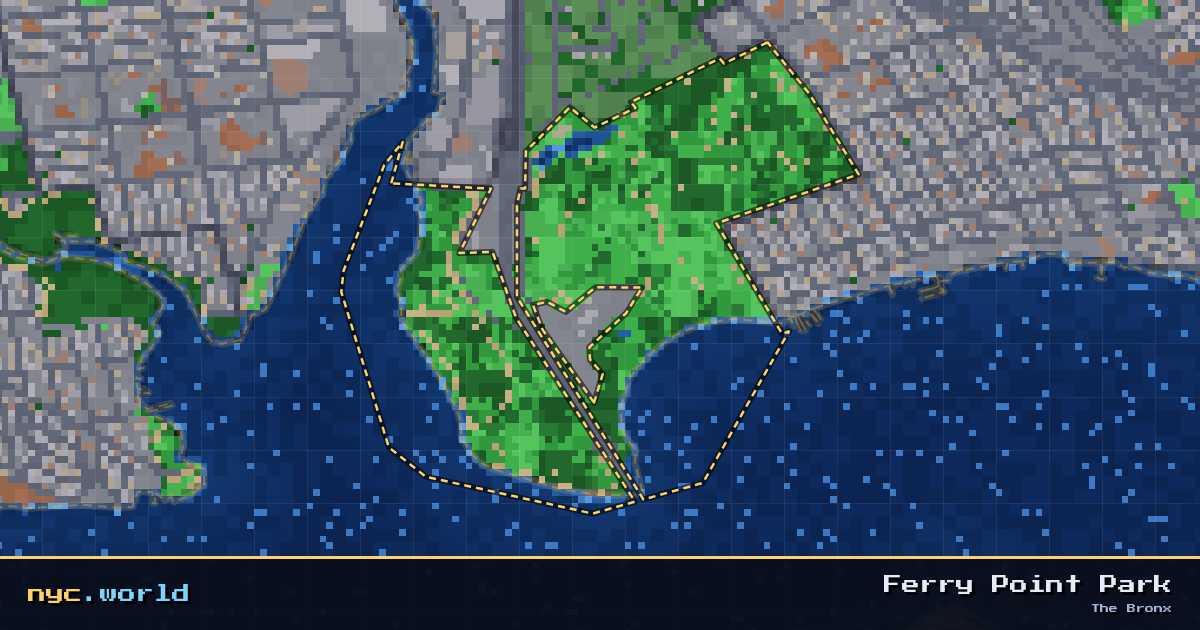pixel-art map of Ferry Point Park, The Bronx on nyc.world