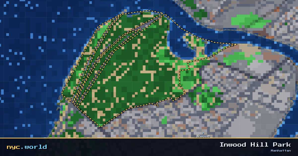 pixel-art map of Inwood Hill Park, Manhattan on nyc.world
