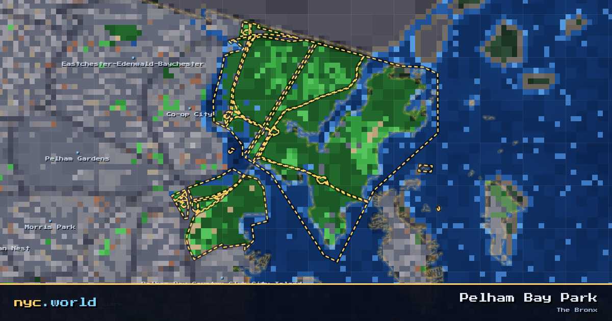 pixel-art map of Pelham Bay Park, The Bronx on nyc.world