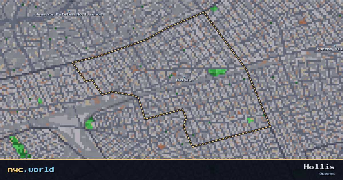 pixel-art map of Hollis, Queens on nyc.world