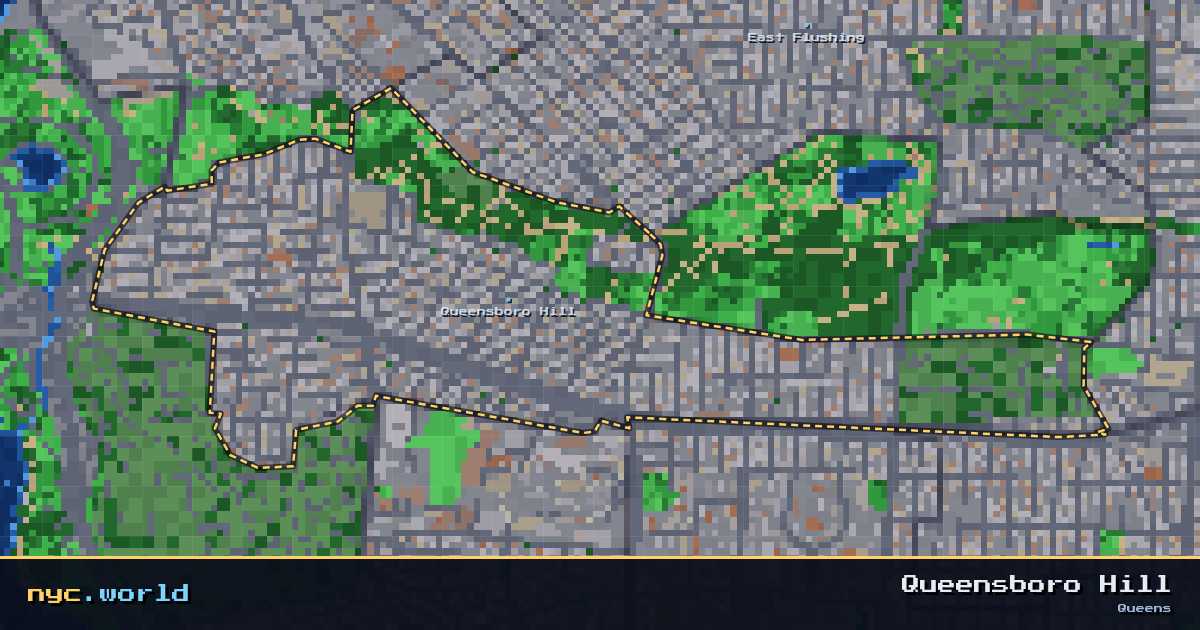 pixel-art map of Queensboro Hill, Queens on nyc.world